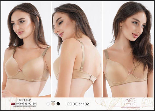 emery soft cup bra cup with wire 1102 مبطن بحديده بدون بوش