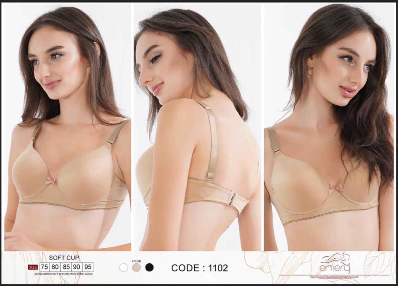 emery soft cup bra cup with wire 1102 مبطن بحديده بدون بوش
